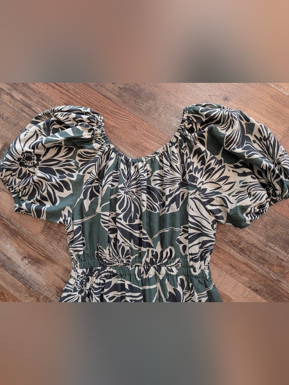 Velvet Raya Floral Print Silk Cotton Blend Puff Sleeve Voile Midi Dress Sz M - Picture 9 of 16